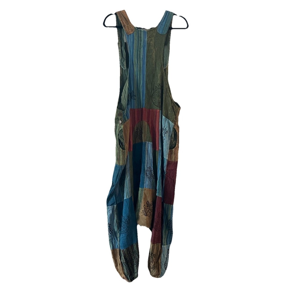 Karma Nepal Craft Patchwork Cotton Boho Harem Overalls Jumpsuit One Size Hippie - Picture 6 of 6